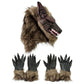 Halloween Terror Dekor Latex Gummi Wolf Kopf Haar Maske Werwolf Handschuhe Kostüm Party Gruselig Dekor