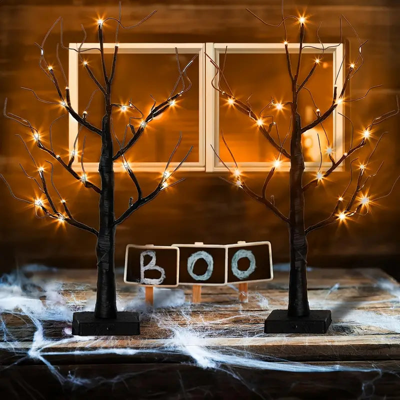 Frendorf | GlowHaunt LED Halloween Birkenbaum | Stimmungslicht | Leuchtende Deko in Orange & Lila