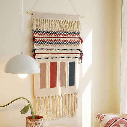 Handgewebte geometrische Muster Quasten Wandbehang