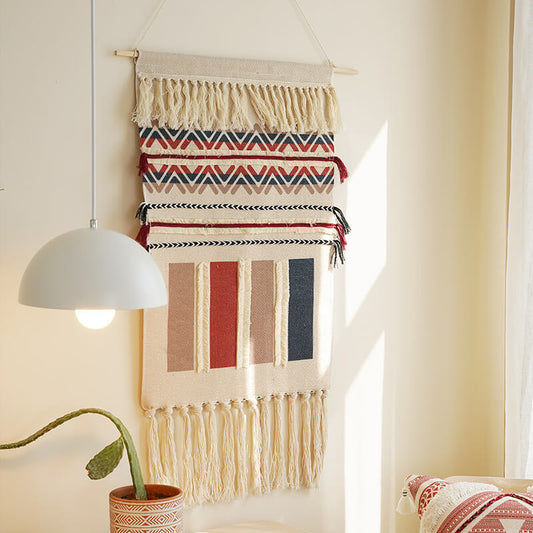 Handgewebte geometrische Muster Quasten Wandbehang