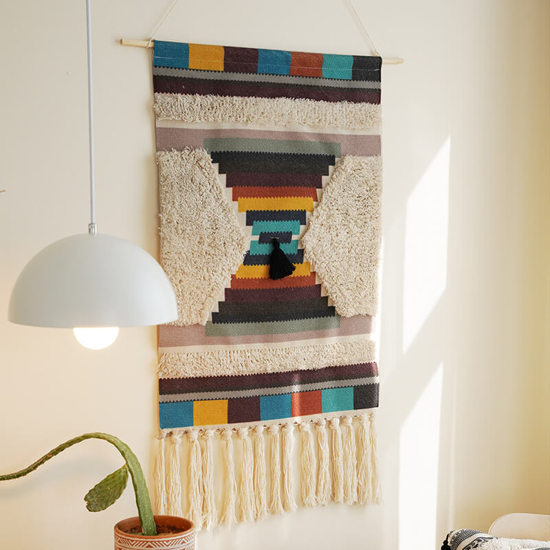 Handgewebte geometrische Muster Quasten Wandbehang