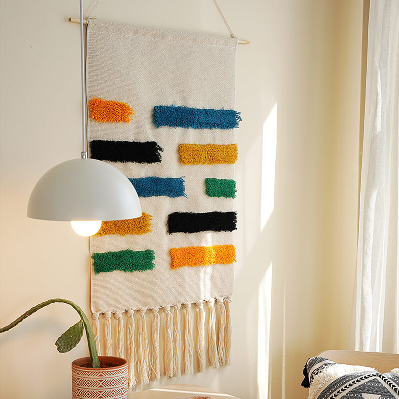 Handgewebte geometrische Muster Quasten Wandbehang