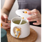 Handgefertigte Shiba Inu Hundeliebhaber Große TASSE Für Kaffee und Tee - Keramische Persönlichkeit Süße Shiba Inu Tasse Mit Deckel und Löffel