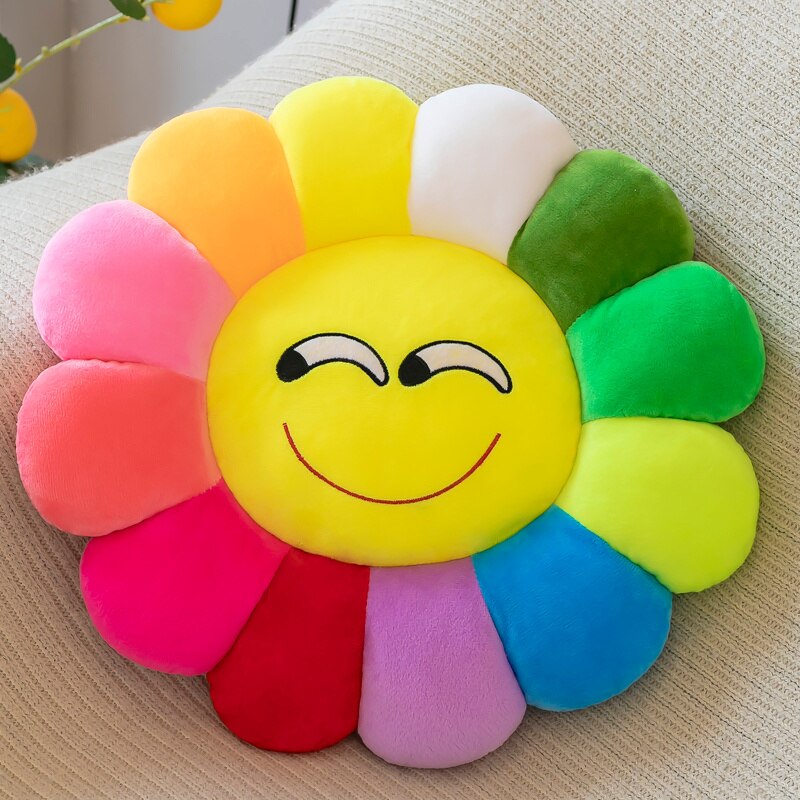 Farbenfrohes Sonnenblumen-Plüschbequemsitzkissen