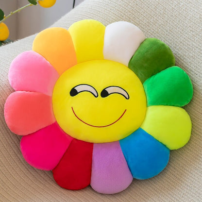 Farbenfrohes Sonnenblumen-Plüschbequemsitzkissen