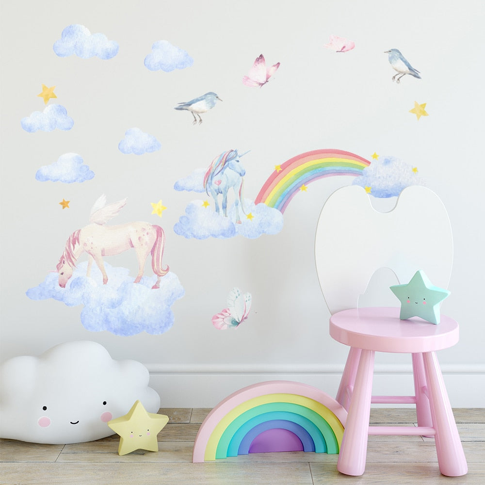 Frendorf | Einhorn- und Regenbogen-Wandaufkleber