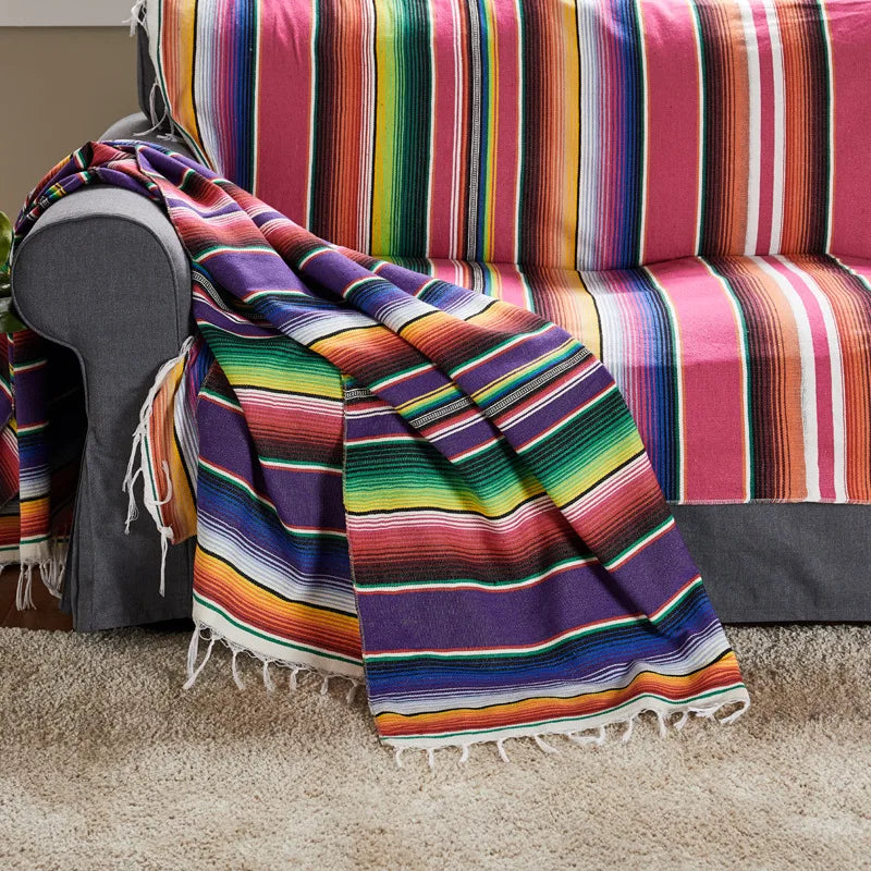 Boho Vibrant Mexikanische Serape Decke