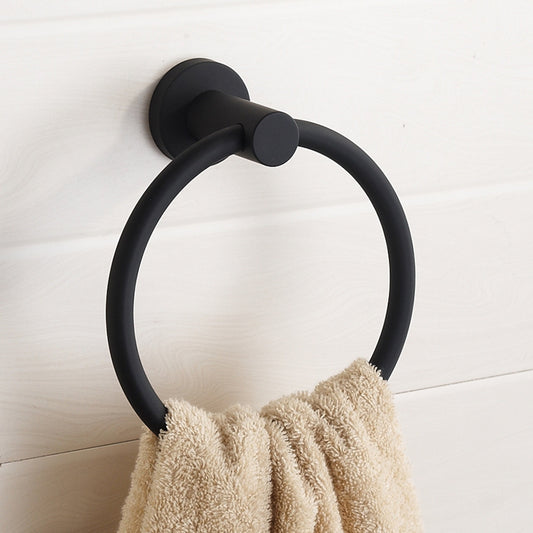 Handtuchring aus 304 Edelstahl in Chrom, Rundes einfaches Design, Schwarz, Europäisches Badezimmer-Zubehör, Rostfrei