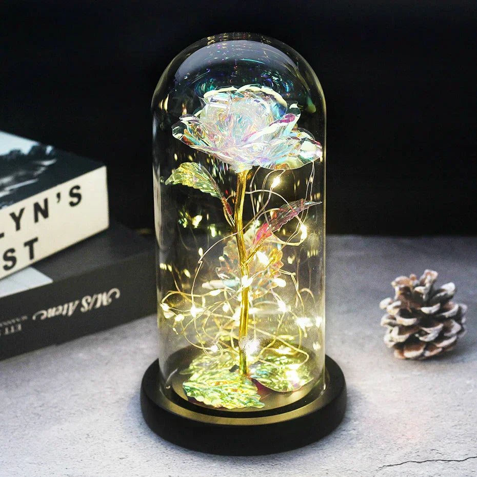 Frendorf | Ewige Rose in Glasdome | Handverlesen, LED-beleuchtet & Ideal für romantische Geschenke und Wohnkultur