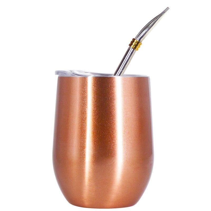 Doppelwandiger Becher aus 304 Edelstahl, hitzebeständig, tragbar, Yerba Mate-Teebecher mit Strohhalm und Deckel