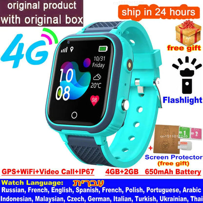 LT21 4G Kinder Smartwatch mit GPS, WiFi, Videoanruf, SOS, IP67 wasserdicht - Kindersicherheitstracker und Standortüberwachungs-Handy-Uhr
