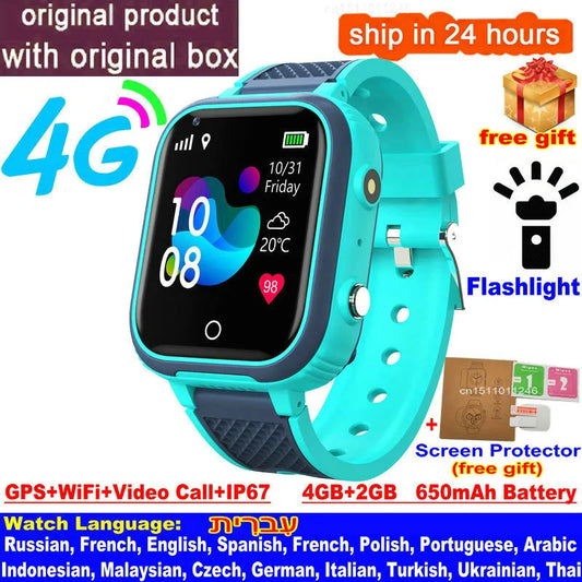 LT21 4G Kinder Smartwatch mit GPS, WiFi, Videoanruf, SOS, IP67 wasserdicht - Kindersicherheitstracker und Standortüberwachungs-Handy-Uhr