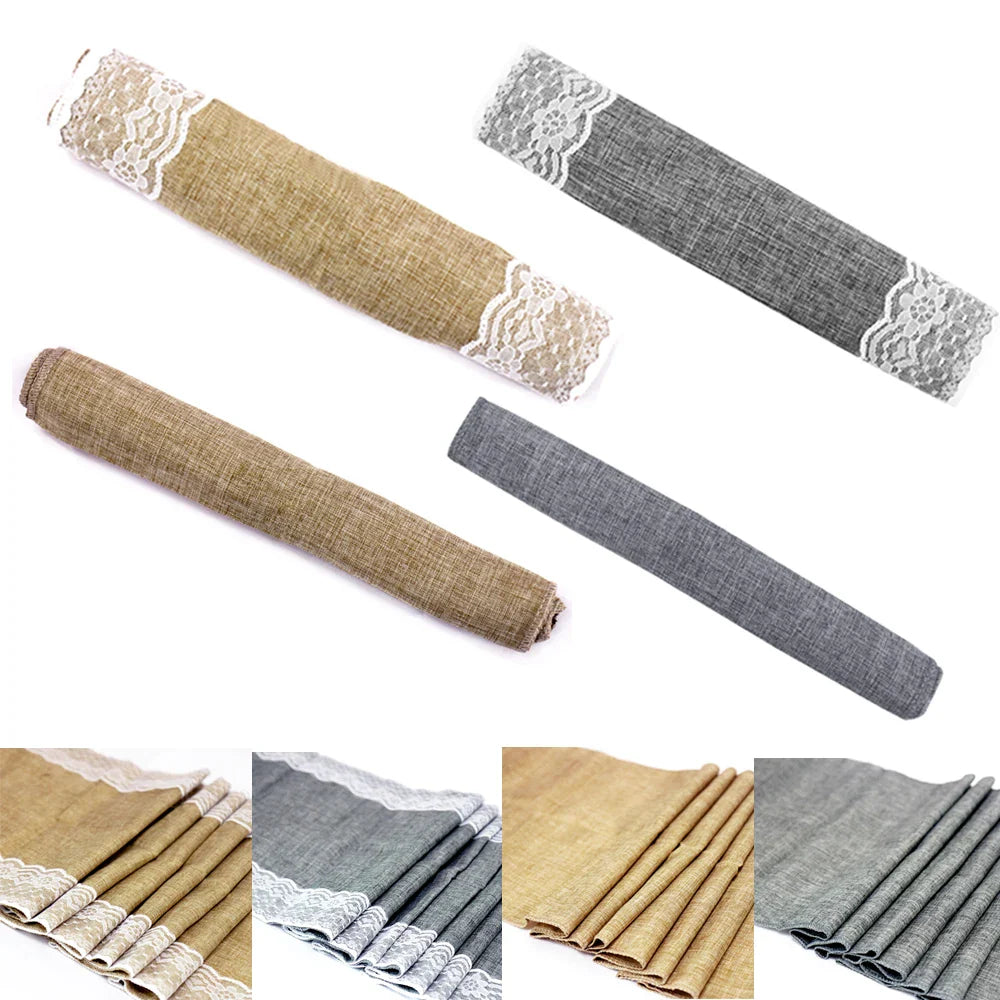 Rustikaler Jute Spitze Tischläufer