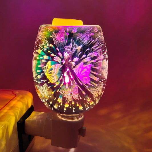 Frendorf | NovaMist 3D Glas Wachsschmelzer | Elektrische Duftlampe mit Glasschale | Aromatherapie & Raumduft | Schmetterlings-Design