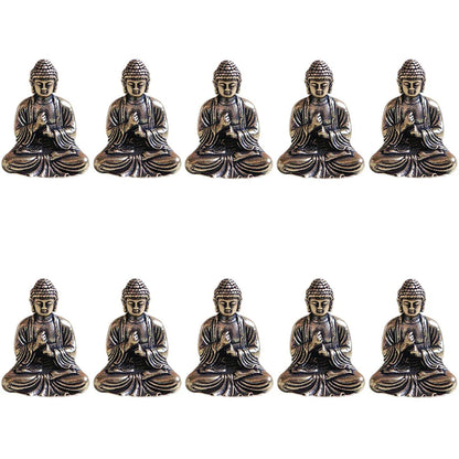 10 Stück Mini Messing sitzende Buddha Statue Figur für Reise Buddhismus Anbetung Zuhause Büro Schreibtisch Dekoration