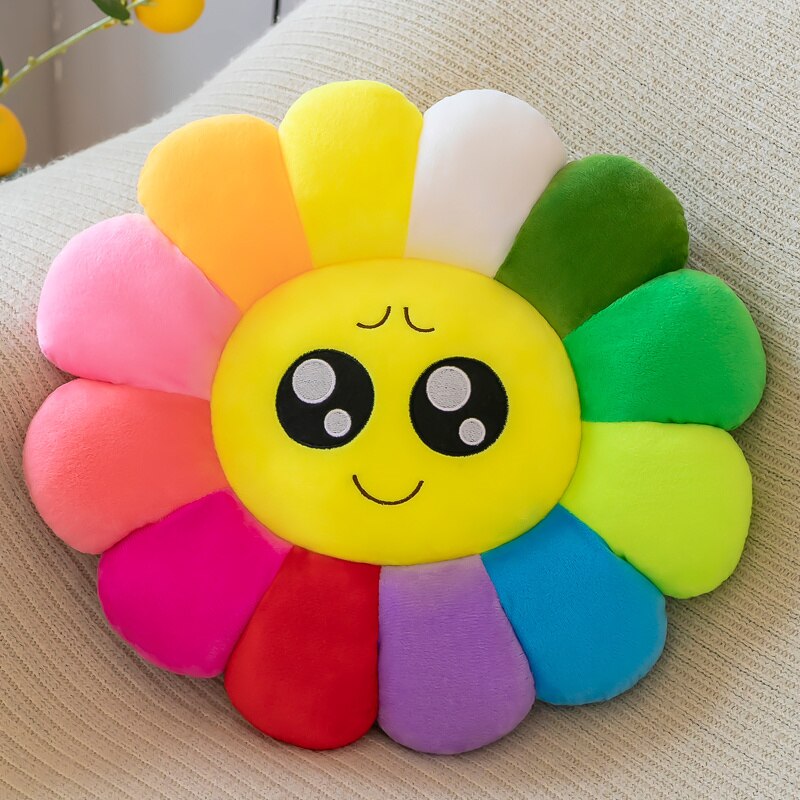 Farbenfrohes Sonnenblumen-Plüschbequemsitzkissen