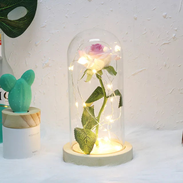 Frendorf | Ewige Rose in Glasdome | Handverlesen, LED-beleuchtet & Ideal für romantische Geschenke und Wohnkultur