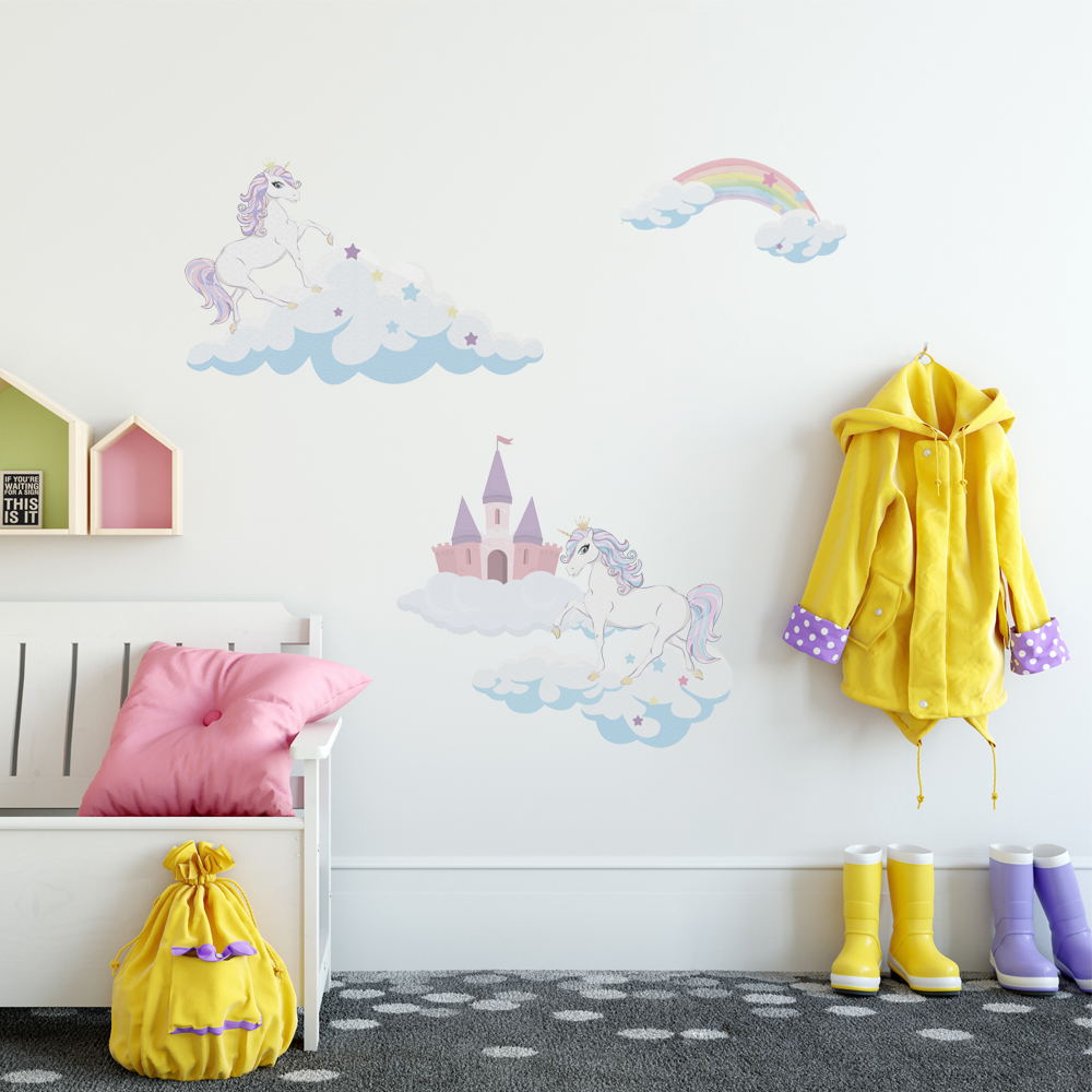 Frendorf | Einhorn- und Regenbogen-Wandaufkleber