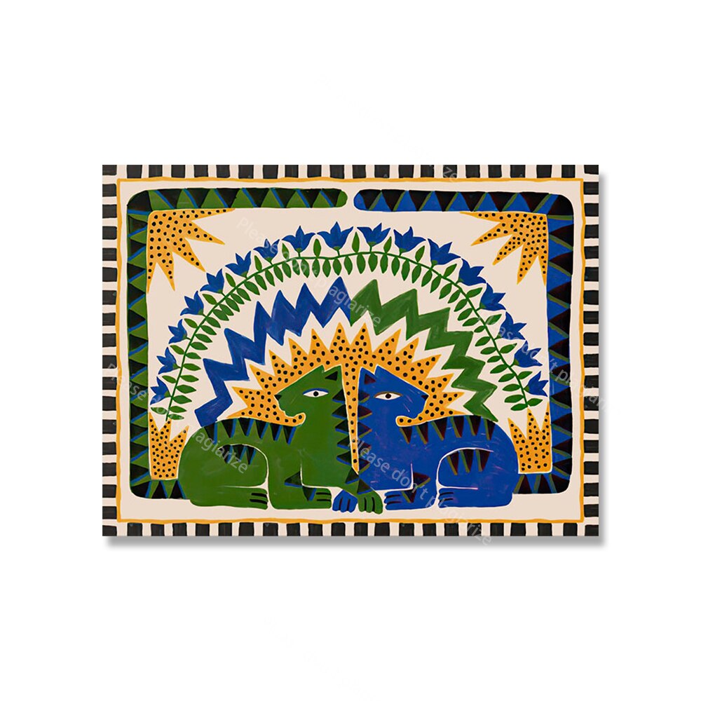 Altes Ägypten Buntes abstraktes Boho Poster Tiger Leopard Figur Wand Kunstdrucke Leinwand Malerei Dekor Bilder für Wohnzimmer