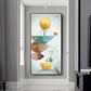 Nordic Abstract Feather Golden Yellow Deer Poster