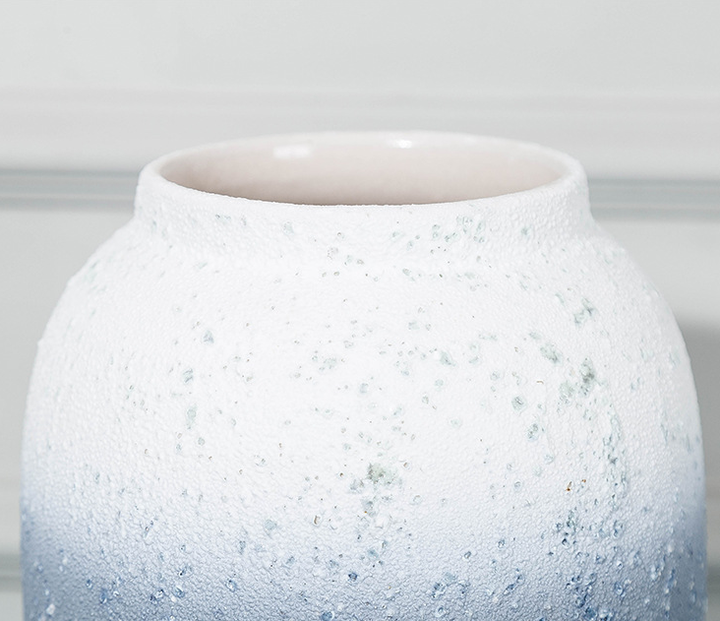 Frendorf | Blaue keramische ästhetische Vase Mittelpunkt Garten Steinzeug große keramische Vase für das Wohnzimmer