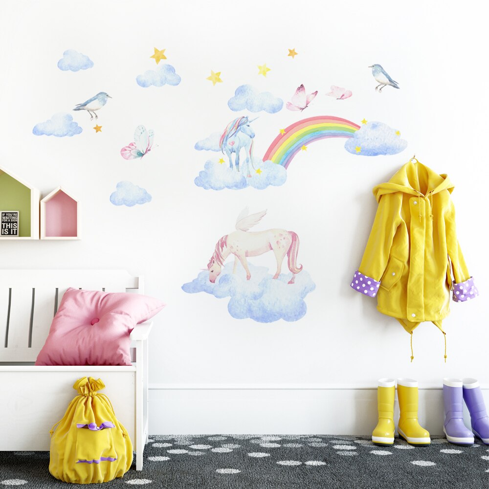 Frendorf | Einhorn- und Regenbogen-Wandaufkleber