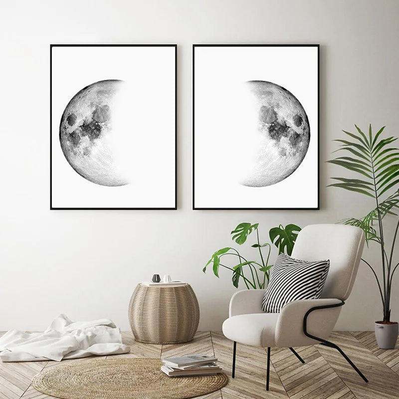 Frendorf | LunaNova Wandbild | Mondphasen Leinwand | Stilvolle Wanddekoration | Astronomisches Kunstwerk
