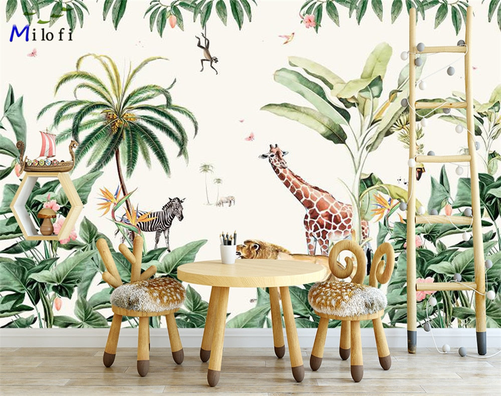 Frendorf | Dschungeltiere und Blumen Kinderzimmer Tapete Wandbild