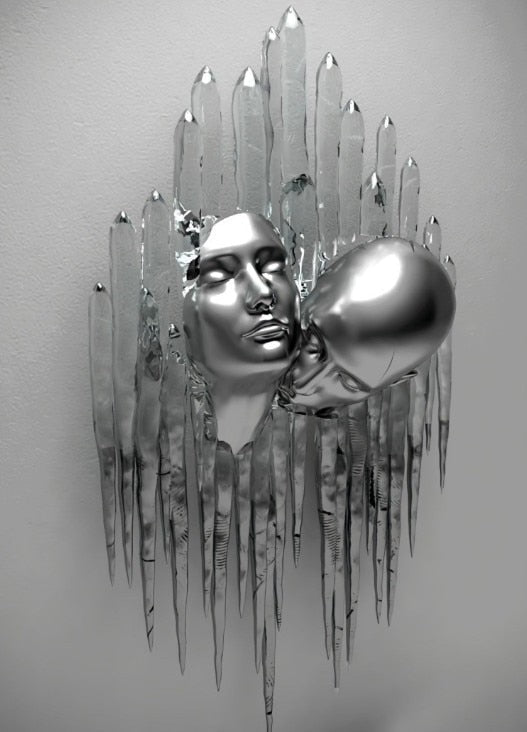 Metallfigur Statues Stile Abstraktes Leinwandgemälde Paare Wandkunst Liebes-Skulptur Poster Druck Wohnkultur Wohnzimmer Geschenke