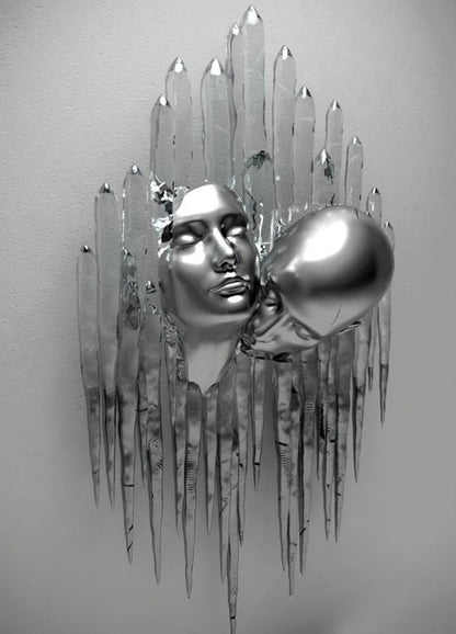 Metallfigur Statues Stile Abstraktes Leinwandgemälde Paare Wandkunst Liebes-Skulptur Poster Druck Wohnkultur Wohnzimmer Geschenke
