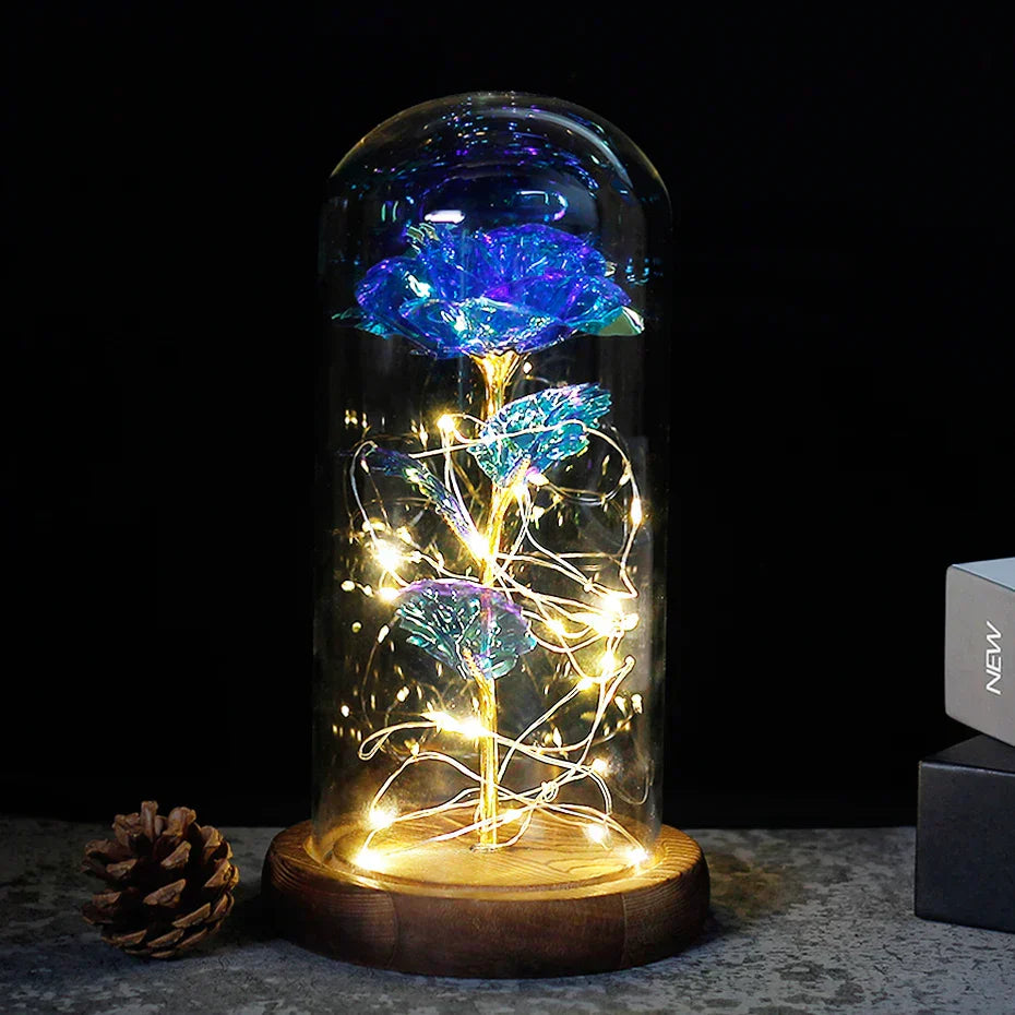 Frendorf | Ewige Rose in Glasdome | Handverlesen, LED-beleuchtet & Ideal für romantische Geschenke und Wohnkultur