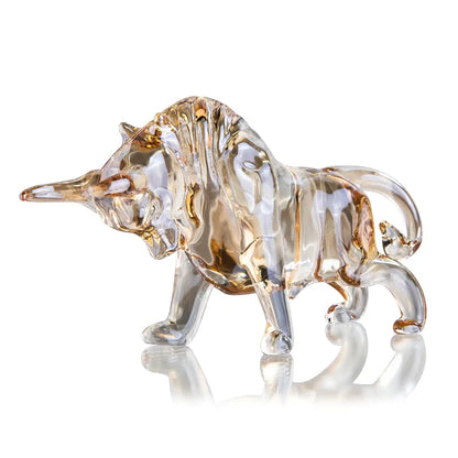 H&D 13 cm Kristall Bullen Skulptur Ornament Kunstglas Tier Sammlerstücke Figuren Tischdekoration Souvenir Statue Geschenk für Papa/Freund