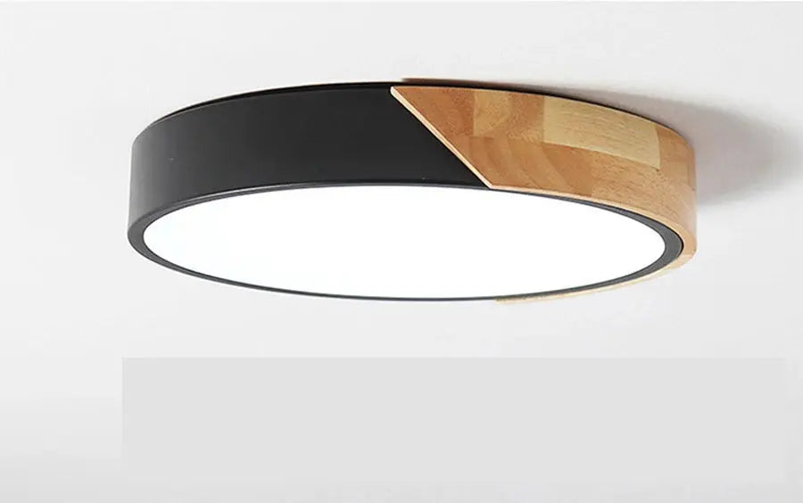 Frendorf | Design Zirkular LED Deckenleuchte aus Holz und Eisen für elegante Beleuchtung