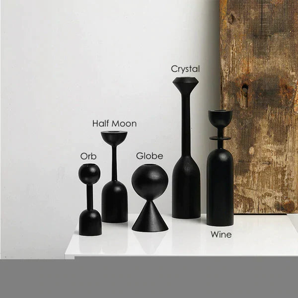 Frendorf | Noirique Schwarze Kerzenhalter für Tafelkerzen | Stilvolles Design | Elegante Dekoration