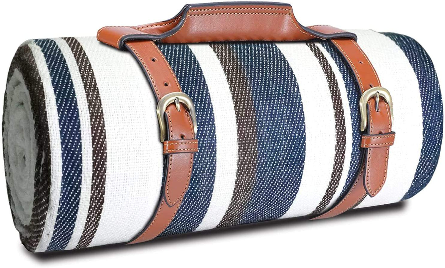 Frendorf | Dicke maßgeschneiderte wasserdichte Outdoor-Camping-Picknickmatte handgefertigt gestrickte rollbare gefaltete Picknickdecke mit PU-Leder griffbereit