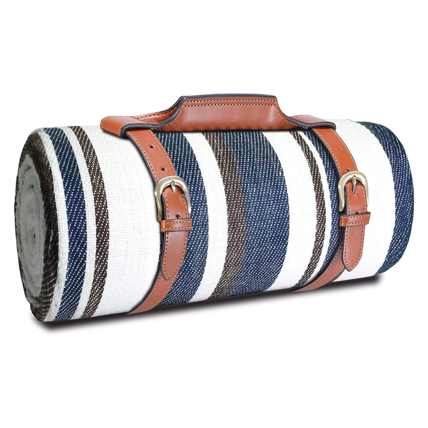 Frendorf | Dicke maßgeschneiderte wasserdichte Outdoor-Camping-Picknickmatte handgefertigt gestrickte rollbare gefaltete Picknickdecke mit PU-Leder griffbereit