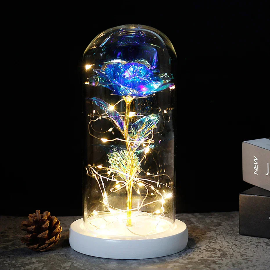Frendorf | Ewige Rose in Glasdome | Handverlesen, LED-beleuchtet & Ideal für romantische Geschenke und Wohnkultur