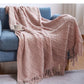 Gemütliche lila Diamant Strickdecke