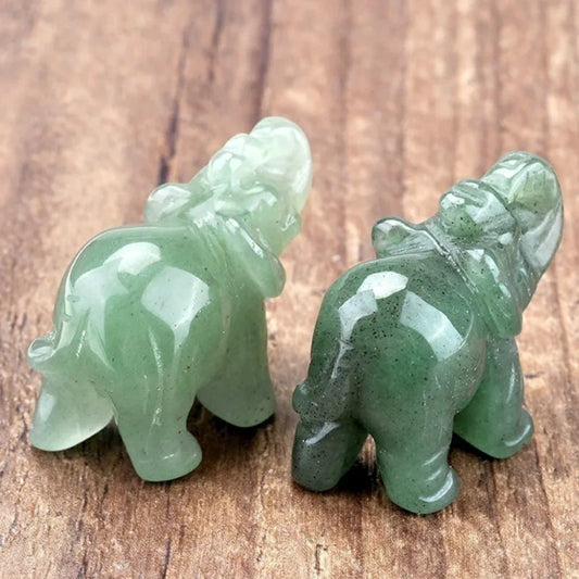 Grüner Aventurin Jade Stein Elefanten Statue