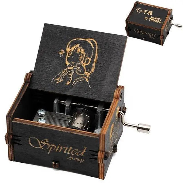 Neueste Design Anime Howl's Moving Castle Musikthema Antik geschnitzte Holz Handkurbel Musikbox Kinderspielzeug Weihnachtsgeschenk