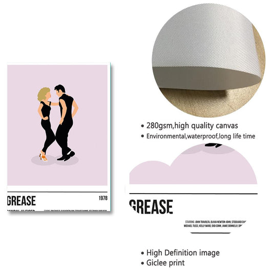 Grease Poster-Leinwanddrucke Dirty Dancing Film Malerei Vintage Pulp Fiction Film Bild Freund Weihnachtsgeschenk Wohnkultur