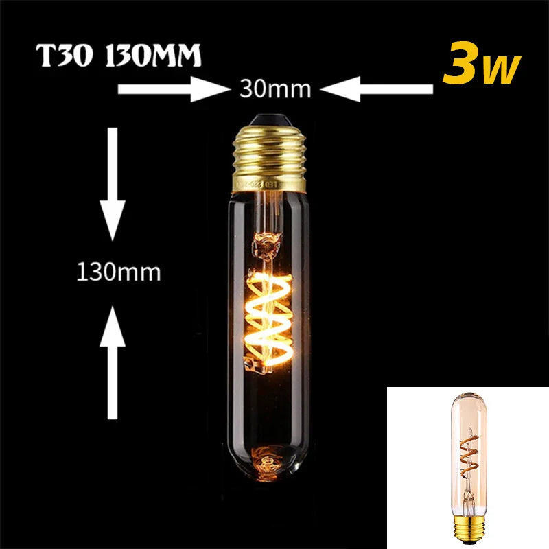 Dimmable Vintage LED-Birne (3W, E27-Basis) - Goldspiral-Glühfaden für Kronleuchter & dekorative Beleuchtung