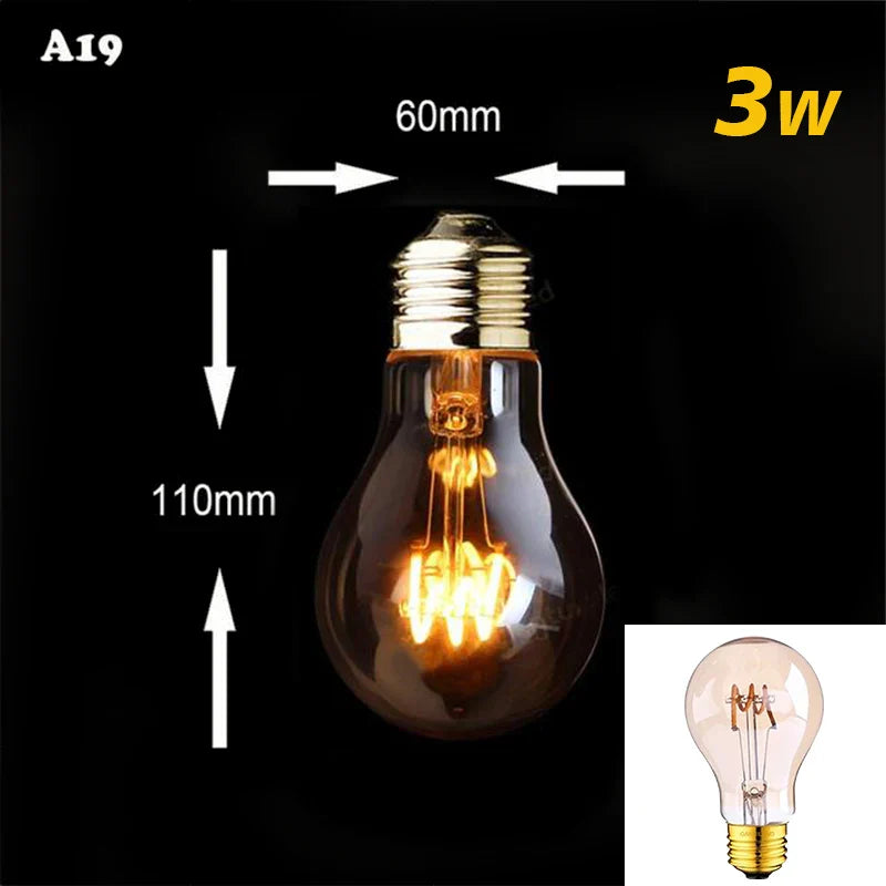 Dimmable Vintage LED-Birne (3W, E27-Basis) - Goldspiral-Glühfaden für Kronleuchter & dekorative Beleuchtung