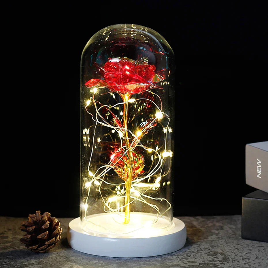 Frendorf | Ewige Rose in Glasdome | Handverlesen, LED-beleuchtet & Ideal für romantische Geschenke und Wohnkultur