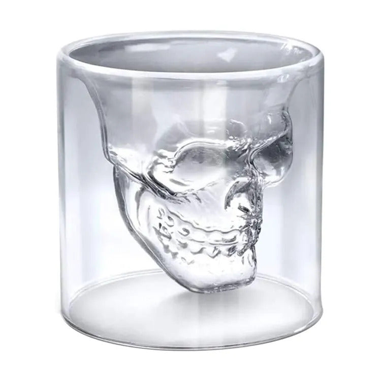 Frendorf | Handgefertigtes doppelwandiges Totenkopfglas - 250ml Halloween-Party-Geschirr, amerikanischer Stil
