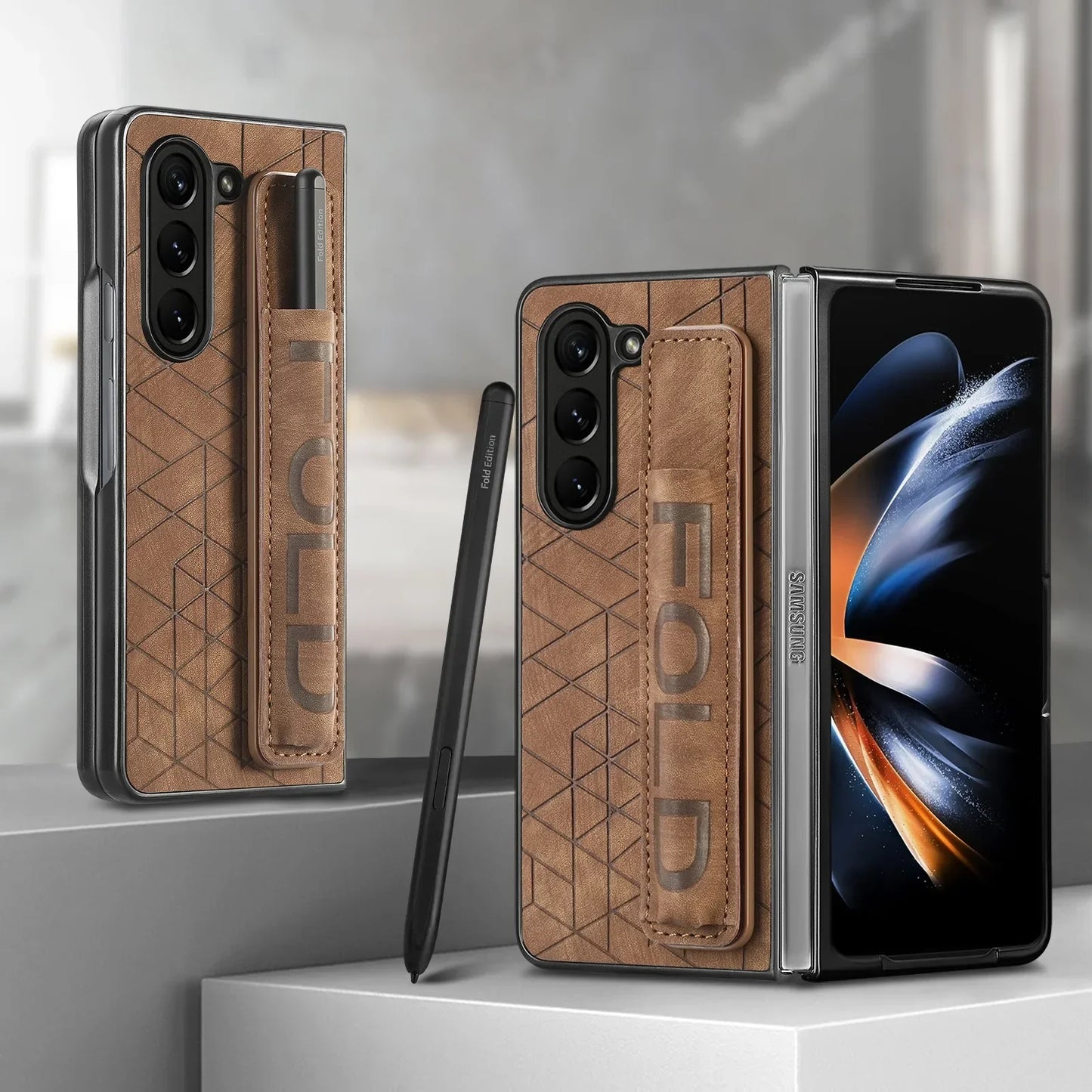 Frendorf | PU-Leder Handgelenkband Stoßfeste Telefon Rückcover Hülle Für Samsung Z Fold 6 5