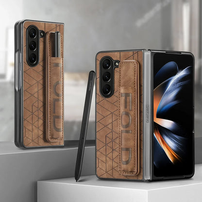 Frendorf | PU-Leder Handgelenkband Stoßfeste Telefon Rückcover Hülle Für Samsung Z Fold 6 5