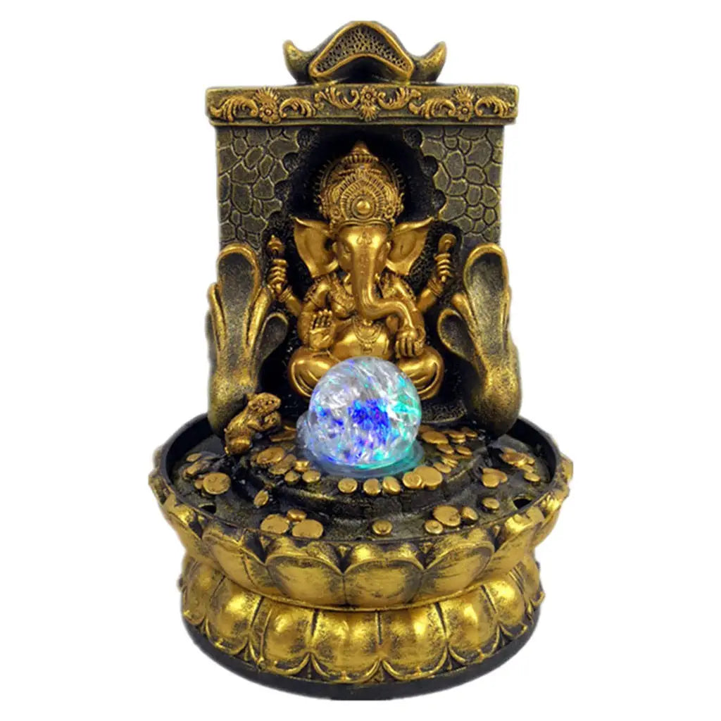 Atemberaubende Ganesha-Statue mit LED-Innen-Wasserquelle