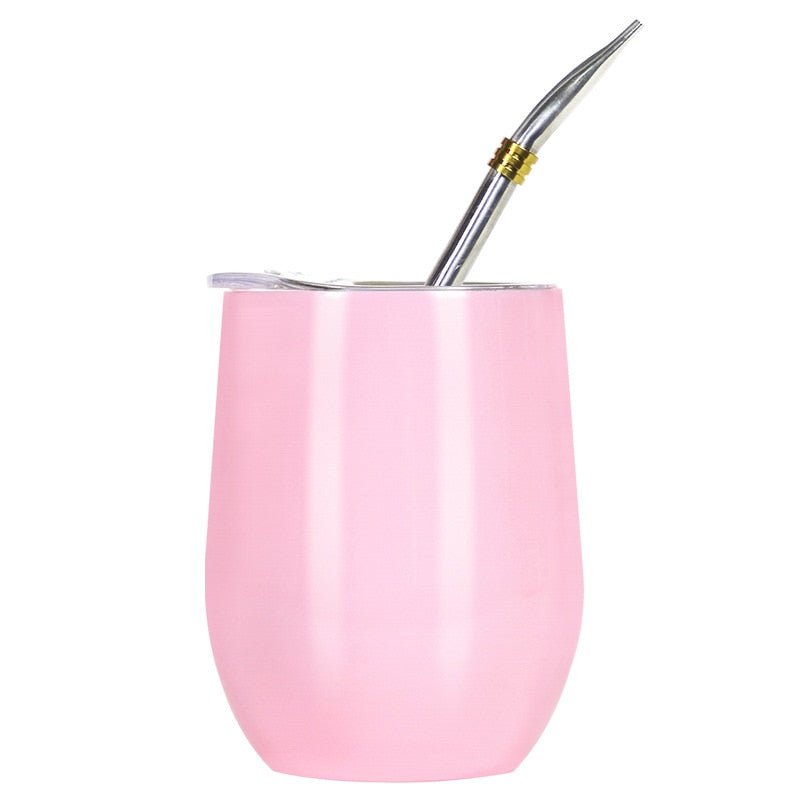 Doppelwandiger Becher aus 304 Edelstahl, hitzebeständig, tragbar, Yerba Mate-Teebecher mit Strohhalm und Deckel