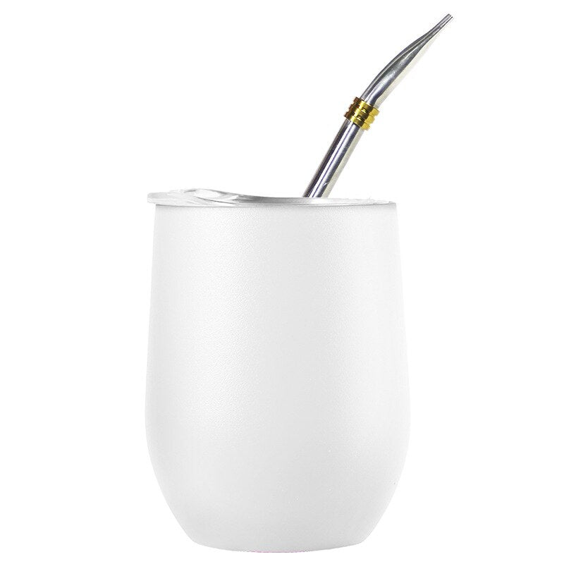 Doppelwandiger Becher aus 304 Edelstahl, hitzebeständig, tragbar, Yerba Mate-Teebecher mit Strohhalm und Deckel